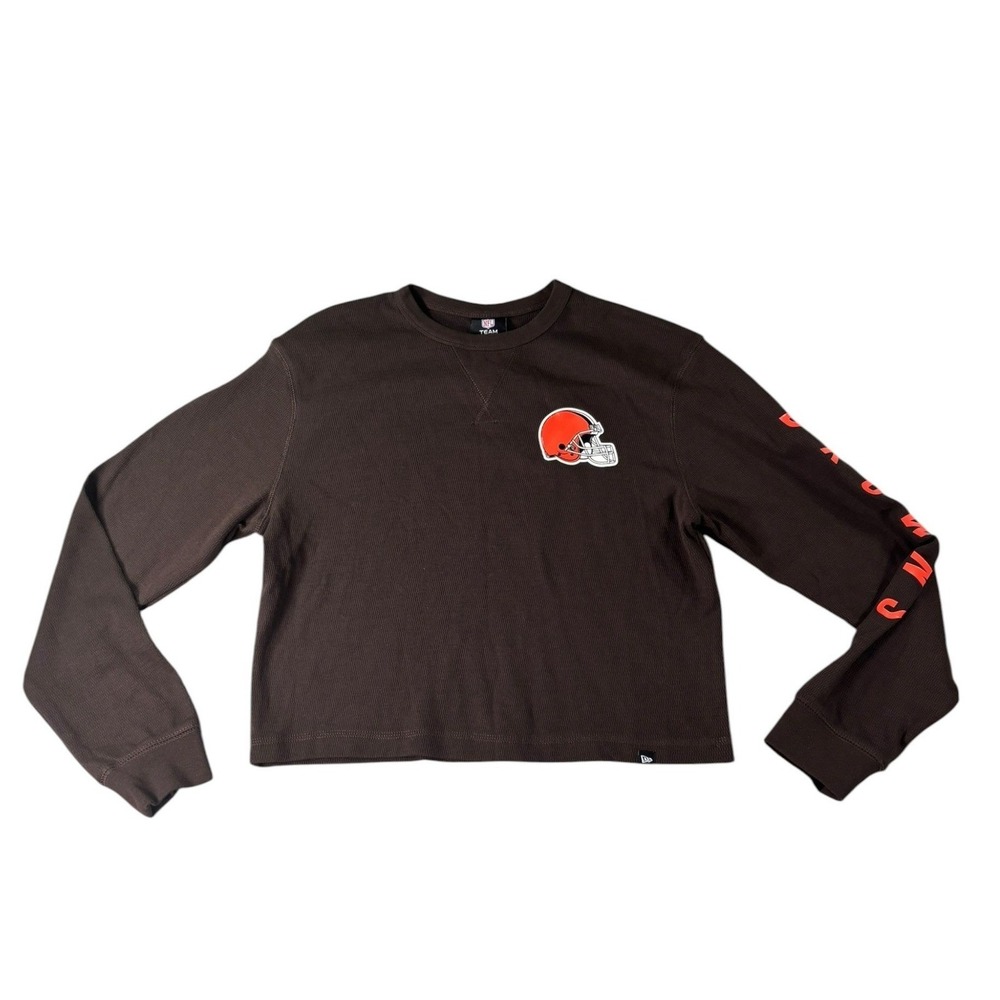 New Era Cleveland Browns‎ NFL Womens Brown Thermal Cropped Long Sleeve Shirt S